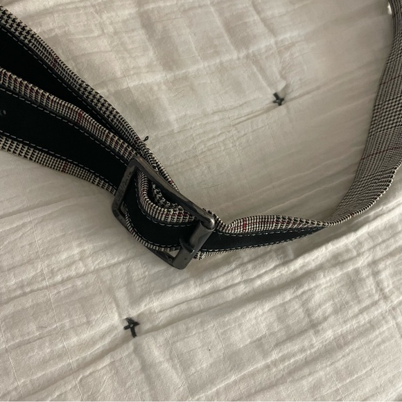 Roberto Cavalli Just Cavalli large laptop briefcase messenger bag black plaid - Picture 15 of 16